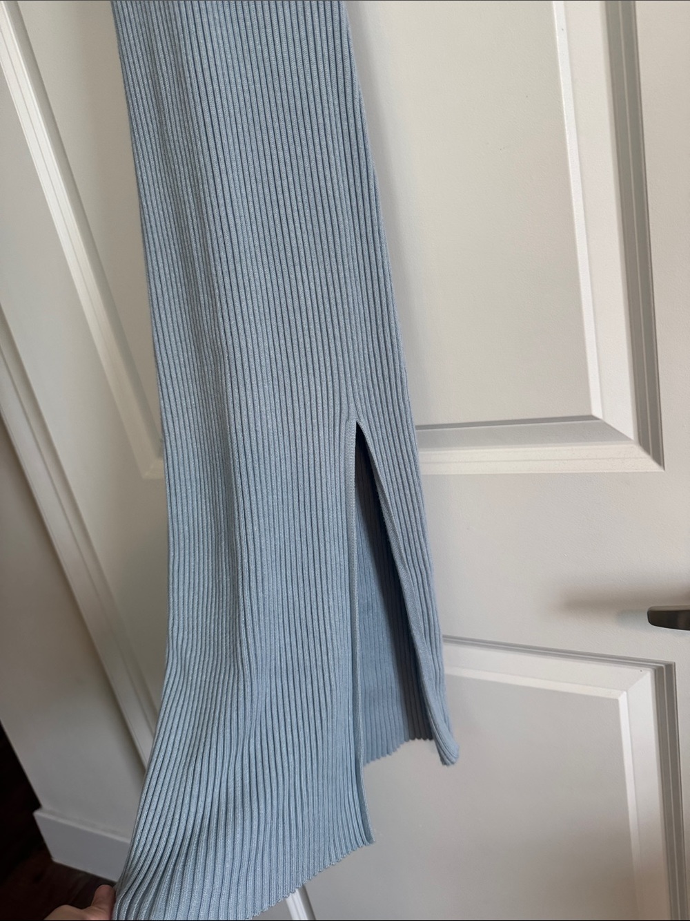 Abercrombie & Fitch Ribbed V-Neck Midi Dress in Light Blue - Picture 4 of 4